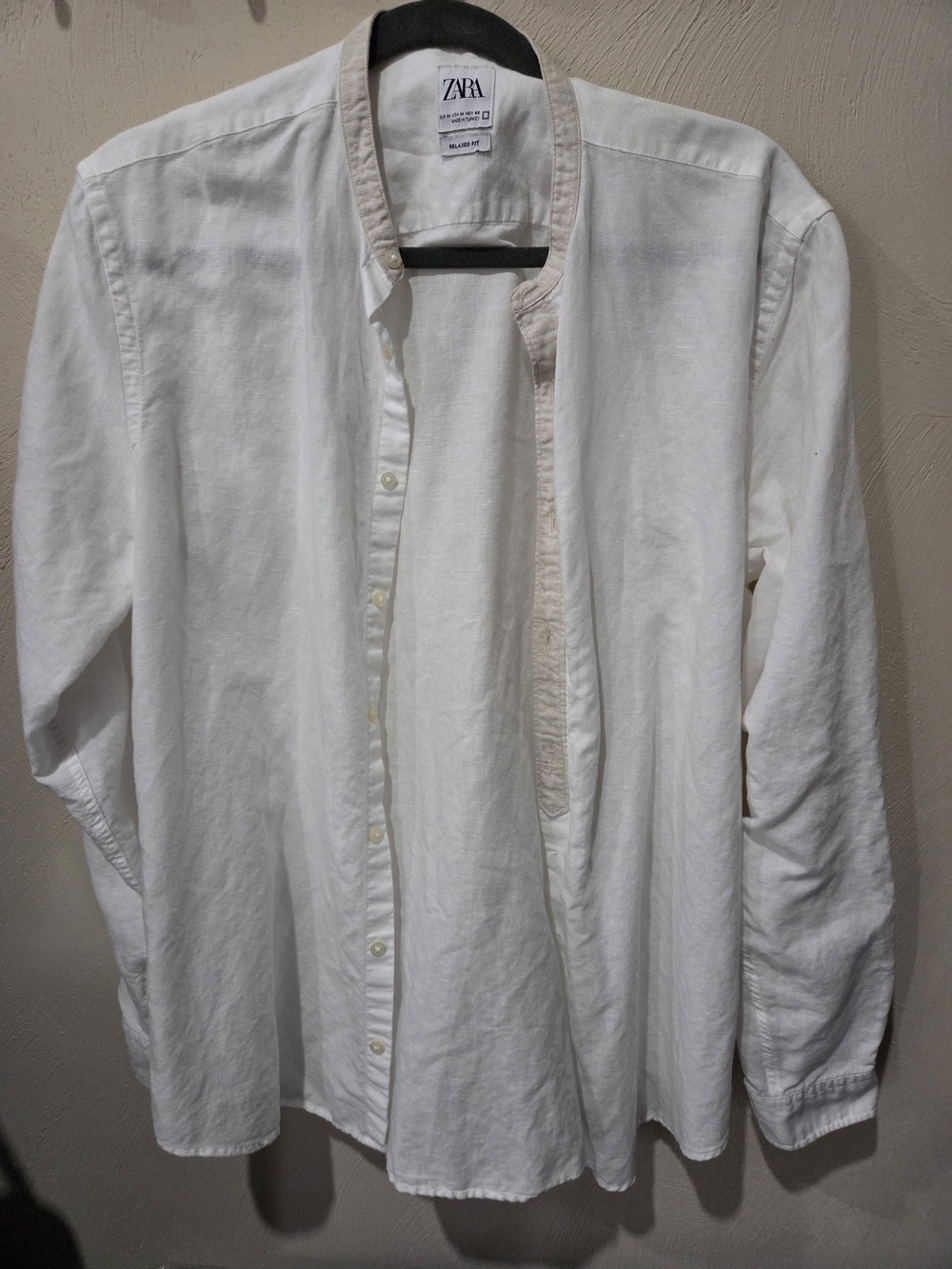 Zara White Shirt with Gray Collar Detail